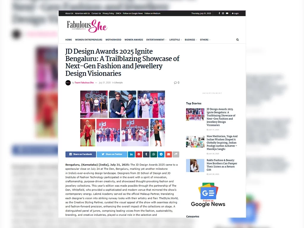 JD Design Awards 2025 Ignite Bengaluru A Trailblazing Showcase of Next Gen Fashion and Jewellery Design Visionaries (2)