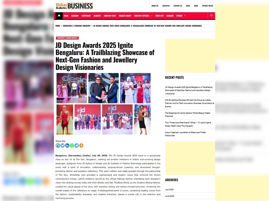 JD Design Awards 2025 Ignite Bengaluru: A Trailblazing Showcase of Next-Gen Fashion and Jewellery Design Visionaries